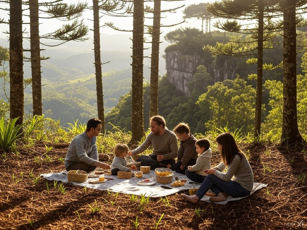 Familia piquenique manha ensolarada