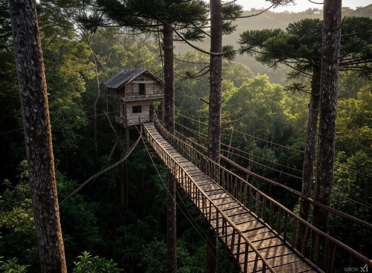 Ponte nova sobre as arvores